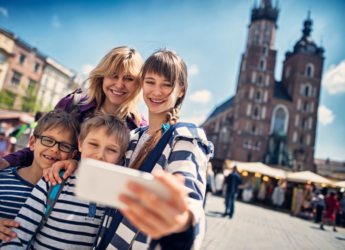 Family visiting Cracow, Poland